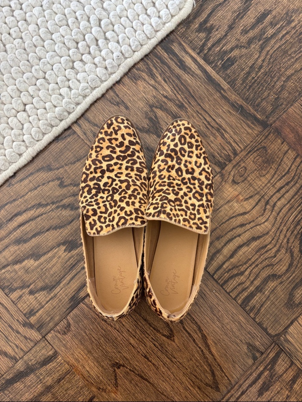 Crown Vintage Leopard Print Slip-On Loafers in Tan and Black